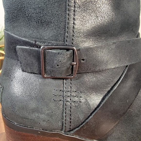 Sorel Cate Black Leather Waterproof Moto Boots Size 7.5